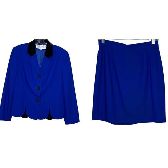 Vintage‎ Loryn Hunter Blue Skirt Set - Picture 1 of 14